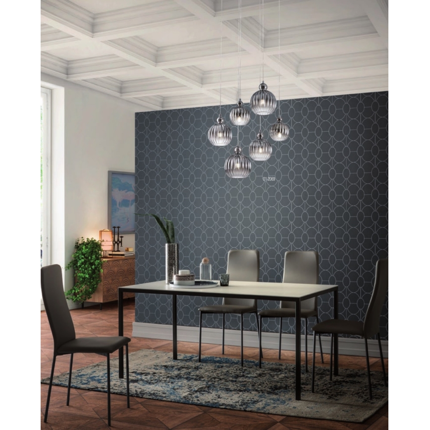 Redo 01-2069 - Kattokruunu johdossa PLUMEN 6xE14/42W/230V harmaa