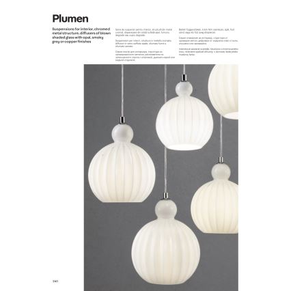 Redo 01-2070 - Kattokruunu johdossa PLUMEN 6xE14/42W/230V kupari