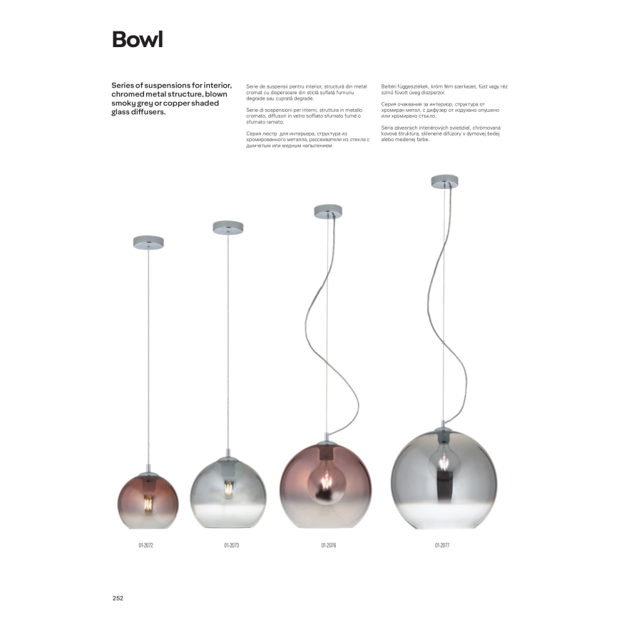 Redo 01-2076 - Kattokruunu johdossa BOWL 1xE27/42W/230V halkaisija 30 cm kupari