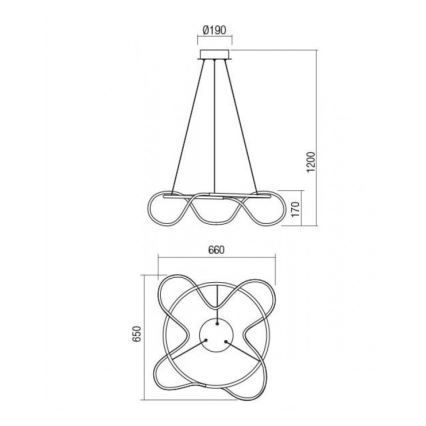 Redo 01-2110 - Himmennettävä LED-kattokruunu johdossa CORRAL LED/40W/230V 3000K kulta
