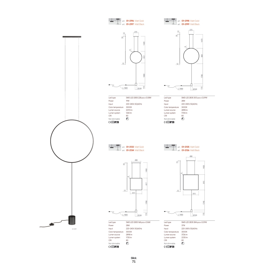 Redo 01-2134 - LED-lattiavalaisin SLICK LED/28W/230V musta