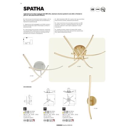 Redo 01-2184 - LED-kattovalaisin SPATHA 3xLED/6W/230V 3000K valkoinen