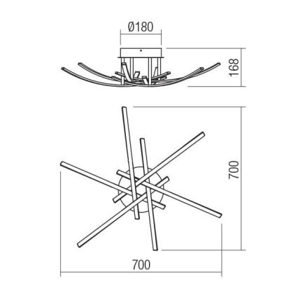 Redo 01-2187 - LED-kattovalaisin SPATHA 6xLED/6W/230V 3000K kulta