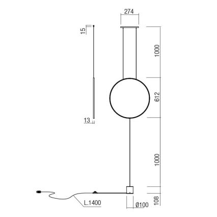 Redo 01-2197 - LED-lattiavalaisin SLICK LED/19W/230V musta