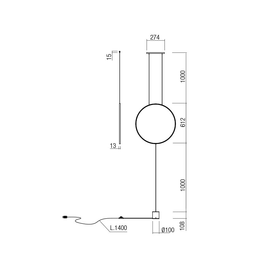 Redo 01-2197 - LED-lattiavalaisin SLICK LED/19W/230V musta
