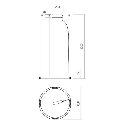 Redo 01-2202 - LED-kattokruunu johdossa UNION LED/34W/230V CRI 90 3000K halkaisija 60 cm valkoinen