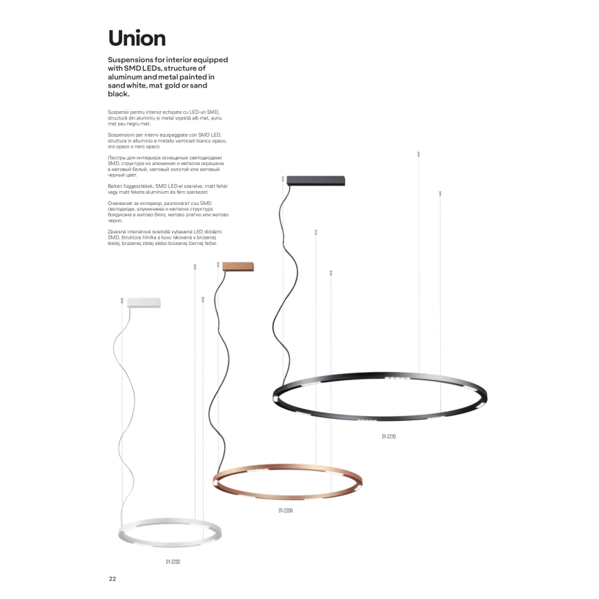 Redo 01-2207 - LED-kattokruunu johdossa UNION LED/50W/230V CRI 90 3000K halkaisija 90 cm musta