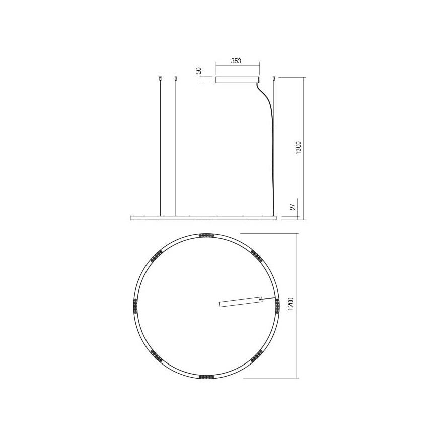 Redo 01-2208 - LED-kattokruunu johdossa UNION LED/68W/230V CRI 90 3000K halkaisija 120 cm valkoinen