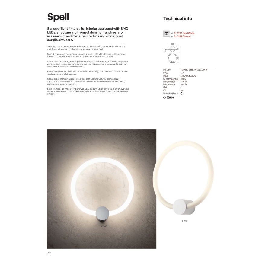 Redo 01-2224 - LED-himmennyskattokruunu SPELL LED/43W/230V 3000K kiiltävä kromi