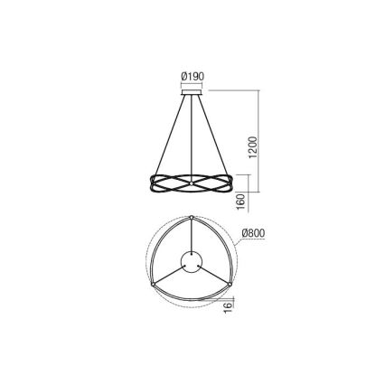 Redo 01-2251 - Himmennettävä LED-kattokruunu johdossa QUARK LED/43W/230V 3000K halkaisija 60 cm mattakromi