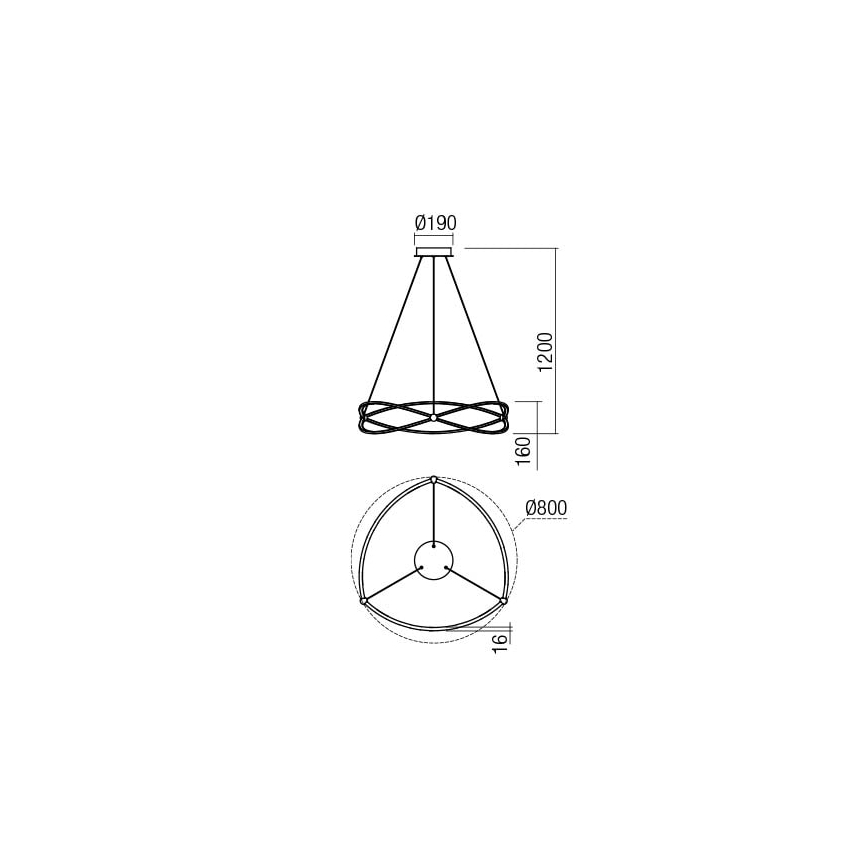 Redo 01-2251 - Himmennettävä LED-kattokruunu johdossa QUARK LED/43W/230V 3000K halkaisija 60 cm mattakromi
