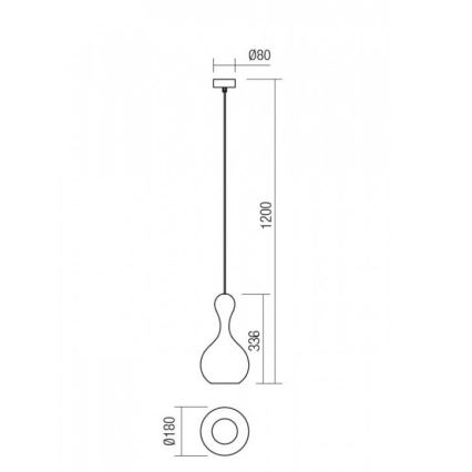 Redo 01-2257 - Kattokruunu johdossa LOB 1xE27/42W/230V halkaisija 18 cm kupari