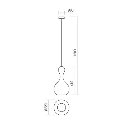 Redo 01-2260 - Kattokruunu johdossa LOB 1xE27/42W/230V halkaisija 22 cm kupari