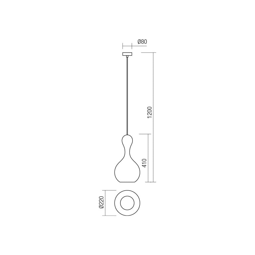 Redo 01-2260 - Kattokruunu johdossa LOB 1xE27/42W/230V halkaisija 22 cm kupari