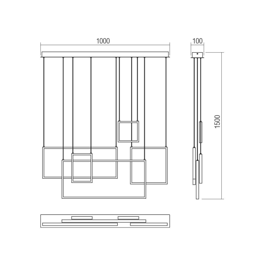 Redo 01-2318 - Himmennettävä LED-kattokruunu johdossa PLANA LED/80W/230V musta