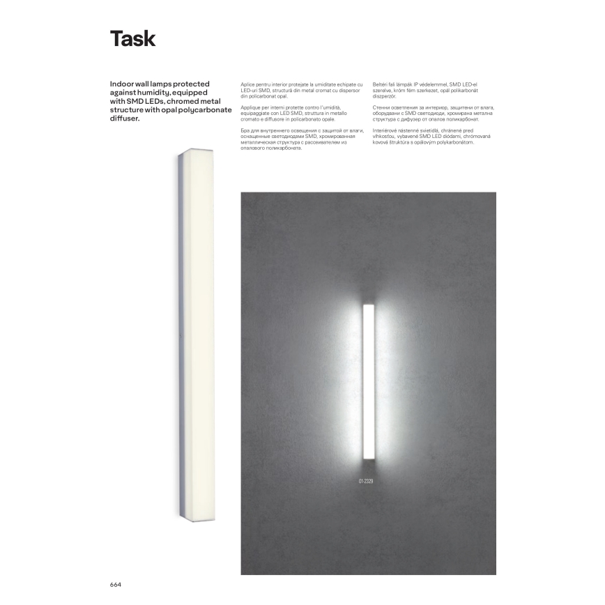 Redo 01-2331 - TASK LED valaistu kylpyhuonepeili LED/24W/230V 120 cm CRI 90 IP44 kiiltävä kromi