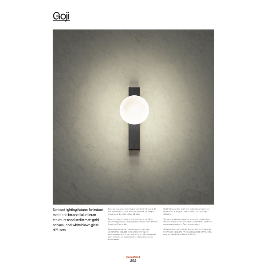 Redo 01-2373 - Seinävalaisin GOJI 1xG9/28W/230V musta
