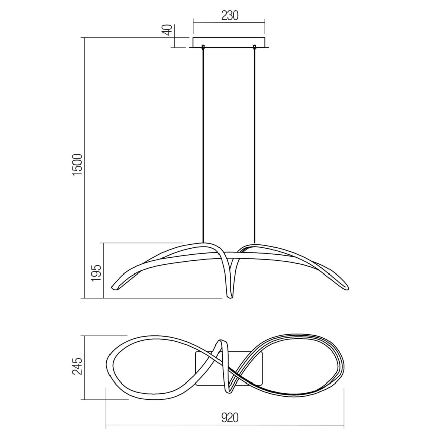 Redo 01-2454 - LED-kattokruunu johdossa LAMON LED/57W/230V kulta