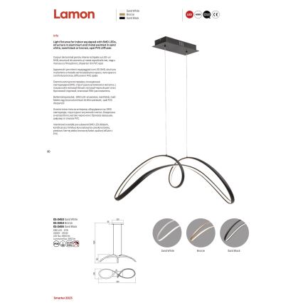 Redo 01-2455 - LED-kattokruunu johdossa LAMON LED/57W/230V musta