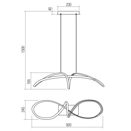 Redo 01-2455 - LED-kattokruunu johdossa LAMON LED/57W/230V musta