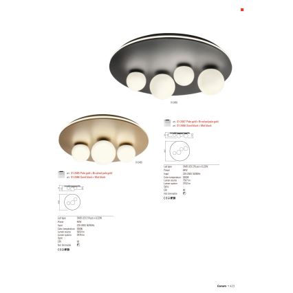 Redo 01-2466 - LED Kattovalaisin CORUM LED/48W/230V 3000K CRI 90 musta