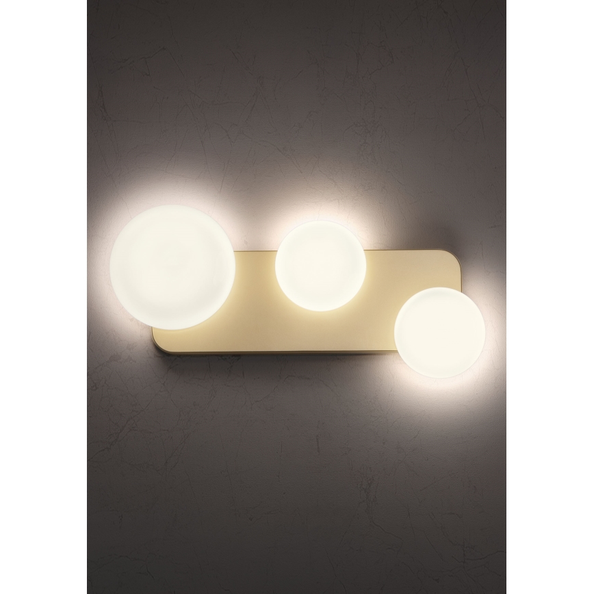 Redo 01-2472 - Seinävalaisin LUMIEN 3xG9/10W/230V kulta/valkoinen