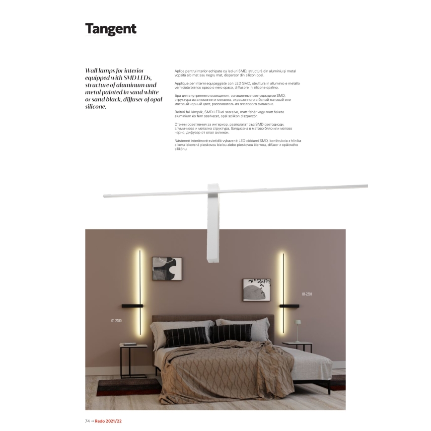 Redo 01-2479 - LED seinävalaisin TANGENT LED/14W/230V valkoinen