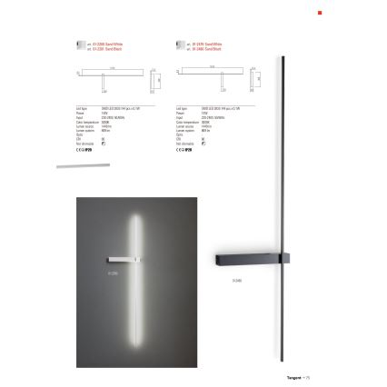 Redo 01-2479 - LED seinävalaisin TANGENT LED/14W/230V valkoinen