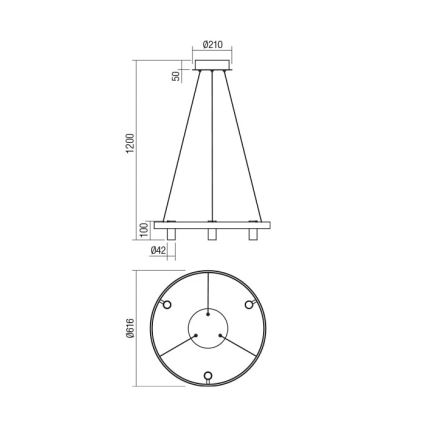 Redo 01-2490 - LED-kattokruunu johdossa SUMMIT LED/38W/230V CRI 90 halkaisija 61,6 cm kulta