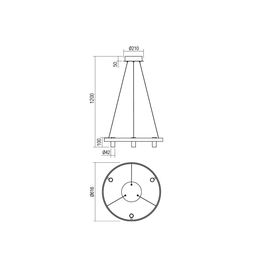 Redo 01-2490 - LED-kattokruunu johdossa SUMMIT LED/38W/230V CRI 90 halkaisija 61,6 cm kulta