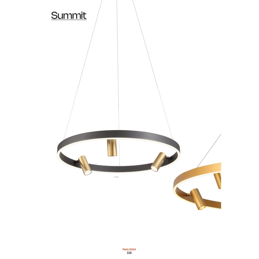 Redo 01-2492 - LED-kattokruunu johdossa SUMMIT LED/53,5W/230V CRI 90 halkaisija 80,8 cm kulta