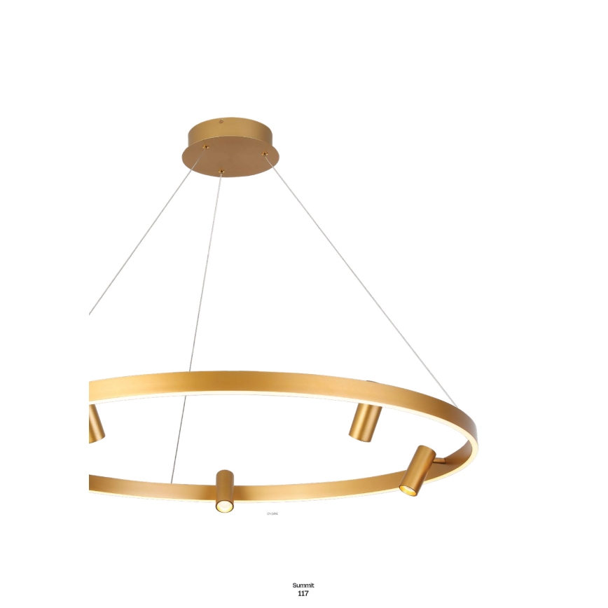 Redo 01-2492 - LED-kattokruunu johdossa SUMMIT LED/53,5W/230V CRI 90 halkaisija 80,8 cm kulta