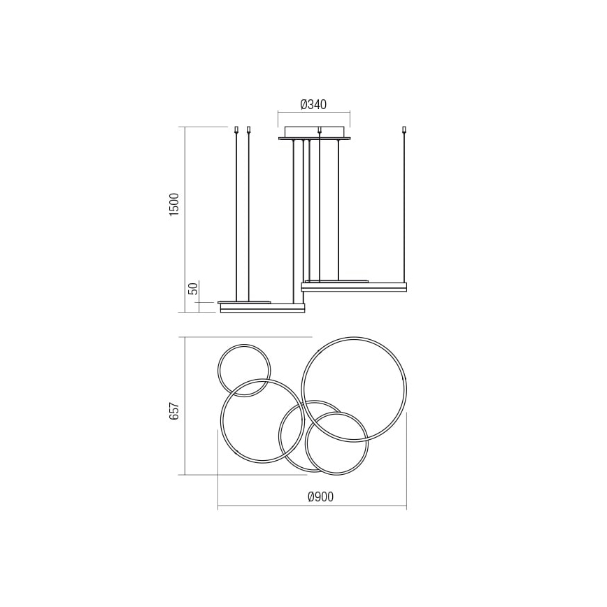 Redo 01-2607 - Himmennettävä LED-kattokruunu johdossa SIGUA LED/99W/230V CRI 90 3000K ruskea