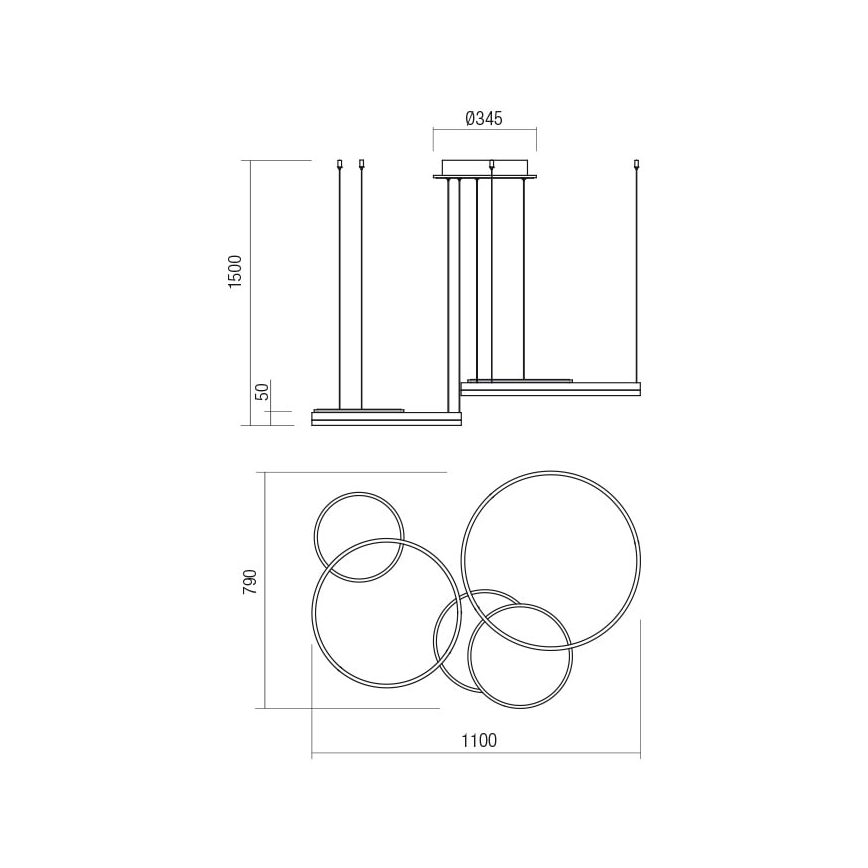 Redo 01-2609 - Himmennettävä LED-kattokruunu johdossa SIGUA LED/114W/230V CRI 90 3000K kulta