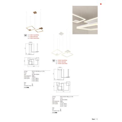 Redo 01-2611 - Himennettävä LED-riippuvalaisin kaapelilla SIGUA LED/110W/230V CRI 90 valkoinen