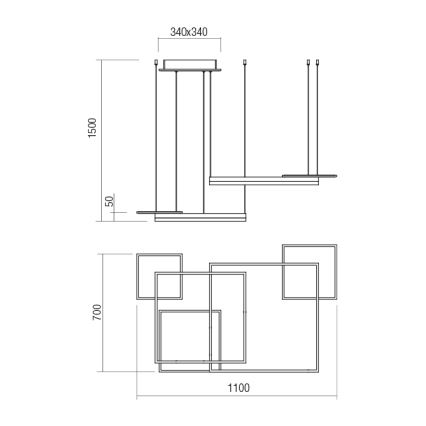 Redo 01-2614 - SIGUA himmennettävä LED-riippuvalaisin vaijerilla LED/137W/230V CRI 90 valkoinen