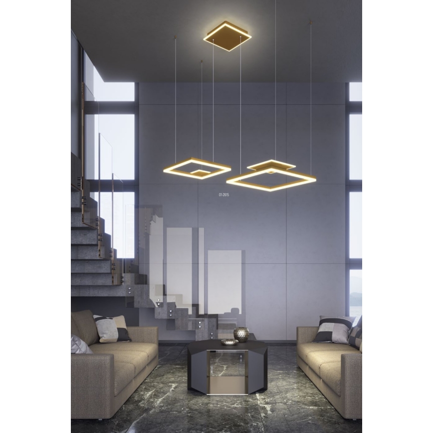 Redo 01-2615 - LED-himmennettävä riippuvalaisin vaijerilla SIGUA LED/137W/230V CRI 90 kultainen