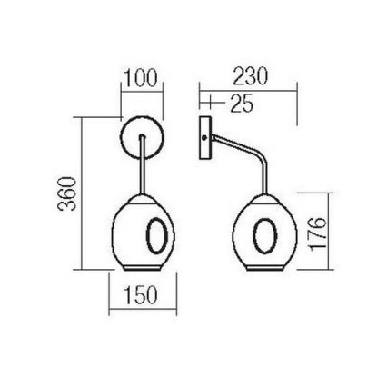 Redo 01-2618 - Seinävalaisin PIERCE 1xE27/42W/230V musta/savuinen