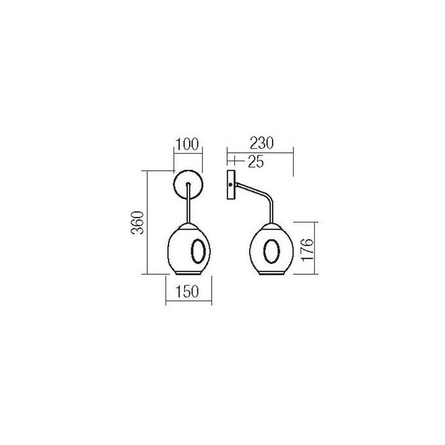 Redo 01-2618 - Seinävalaisin PIERCE 1xE27/42W/230V musta/savuinen