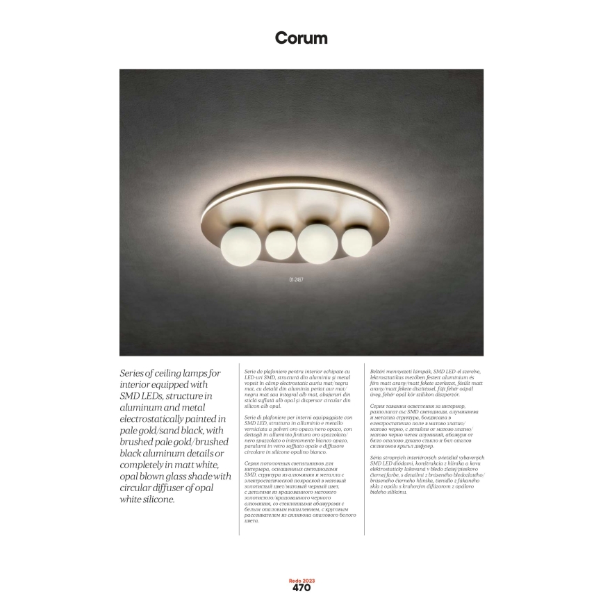 Redo 01-2657 - LED-kattovalaisin CORUM LED/48W/230V 3000K CRI 90 valkoinen