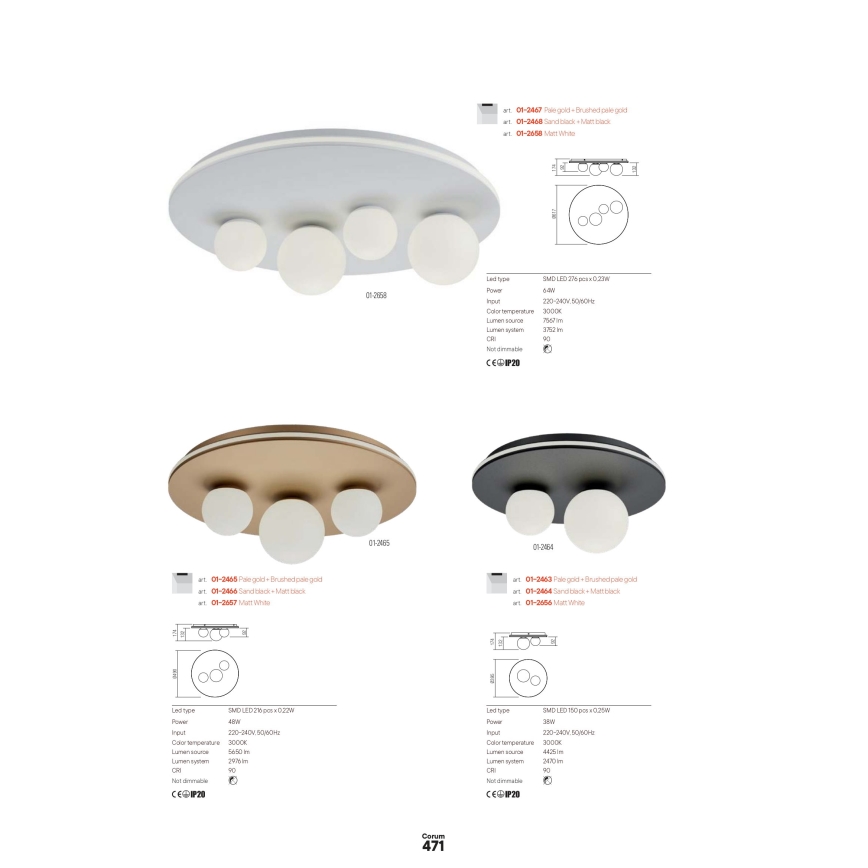 Redo 01-2657 - LED-kattovalaisin CORUM LED/48W/230V 3000K CRI 90 valkoinen