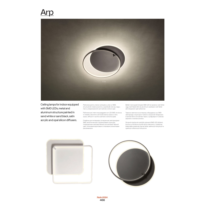 Redo 01-2660 - LED-kattovalaisin ARP LED/45W/230V musta
