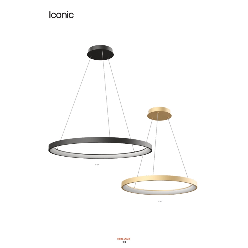 Redo 01-2677 - Himmennettävä LED-kattokruunu johdossa ICONIC LED/60W/230V halkaisija 78 cm musta