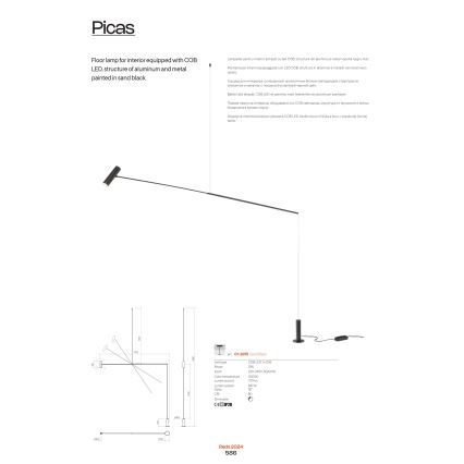Redo 01-2695 - Himmennettävä LED-lattiavalaisin PICAS LED/12W/230V musta