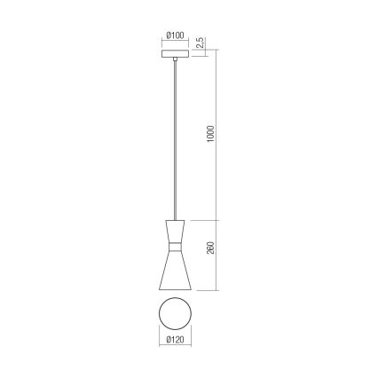 Redo 01-2710 - Kattokruunu johdossa KILT 1xE27/42W/230V halkaisija 12 cm kulta