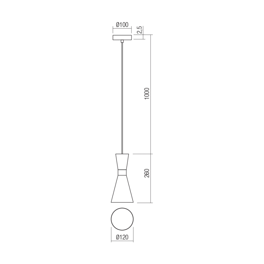 Redo 01-2710 - Kattokruunu johdossa KILT 1xE27/42W/230V halkaisija 12 cm kulta