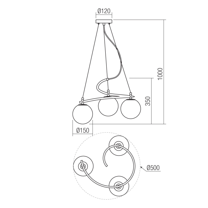 Redo 01-2715 - Kattokruunu johdossa VOLLEY 3xE14/28W/230V kulta