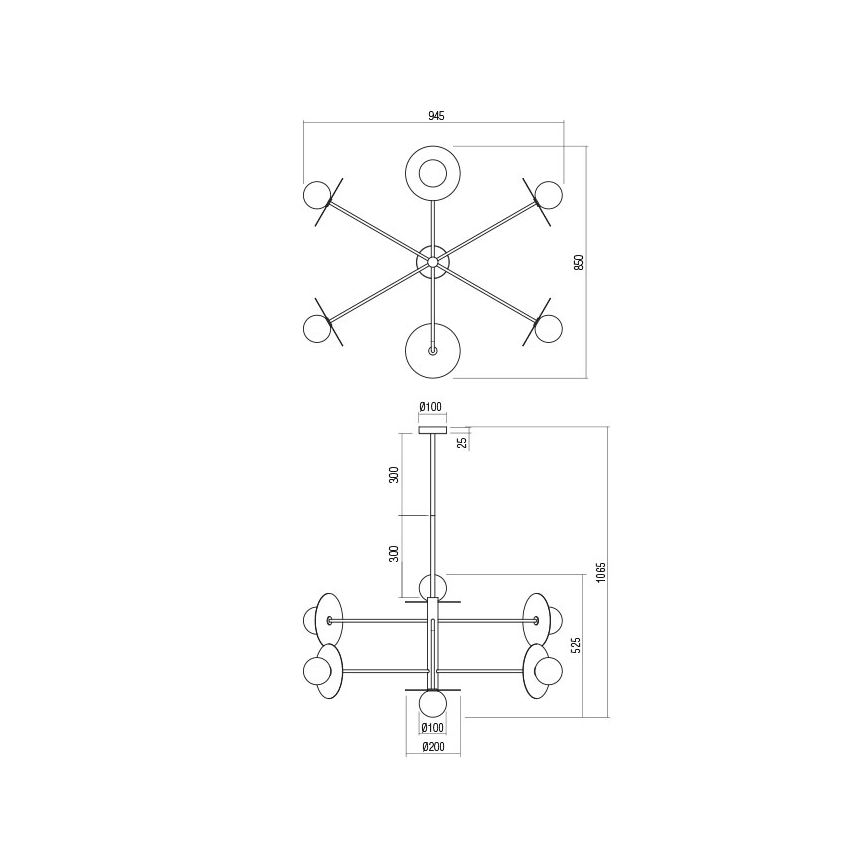 Redo 01-2733 - Riippukattokruunu PLATO 6xG9/10W/230V kulta