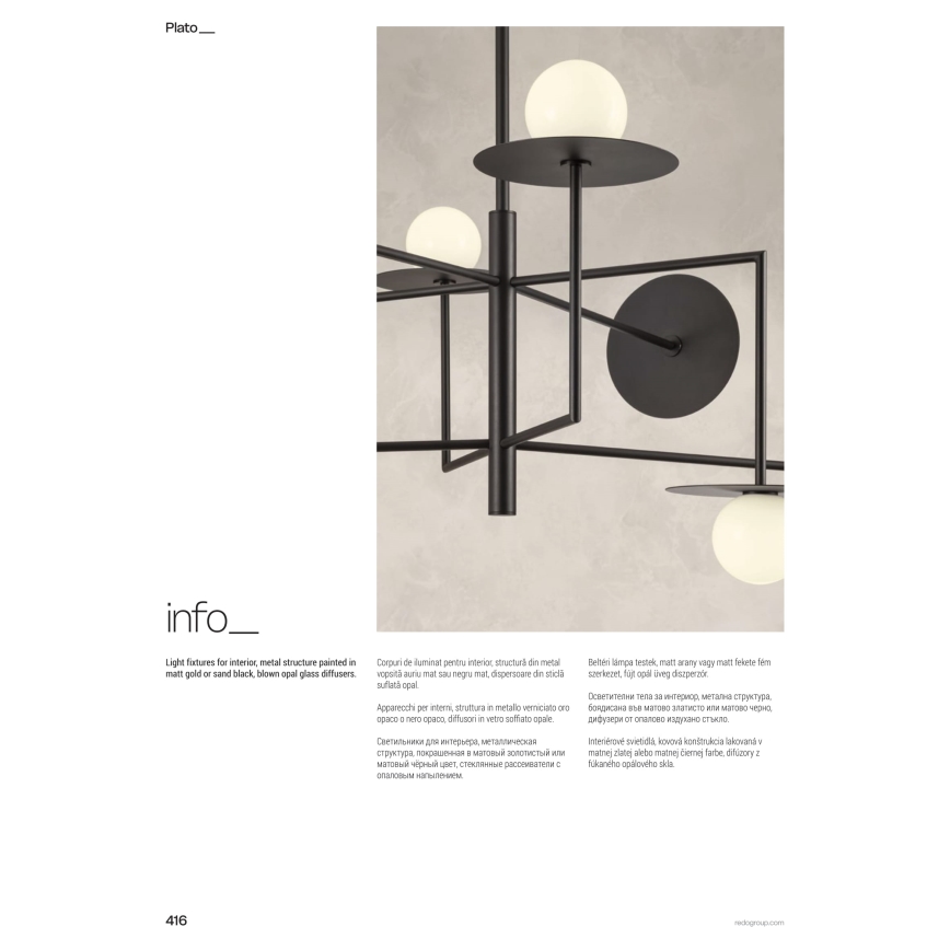 Redo 01-2735 - Varrellinen kattokruunu PLATO 8xG9/10W/230V kultainen