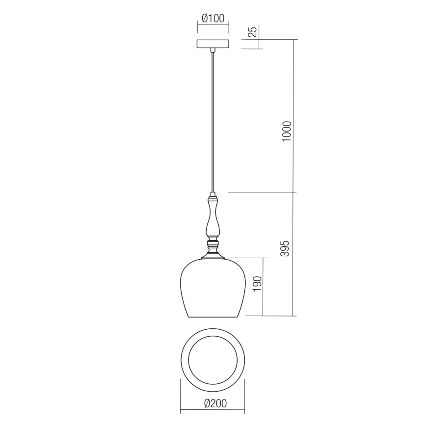 Redo 01-2740 - Kattokruunu johdossa TOLL 1xE27/42W/230V pronssi